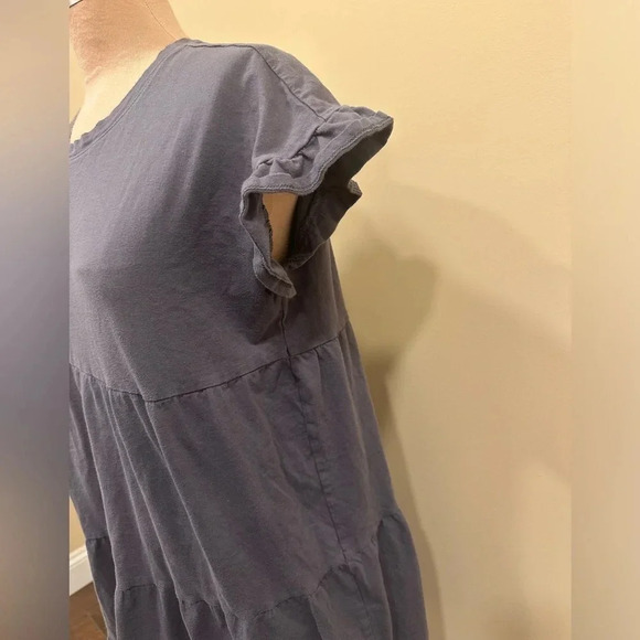 TIME and TRU Grey Gray Short Sleeve Ruffled Knee Length Dress Size Small 4-6 - Picture 4 of 7